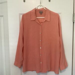 J Jill Coral Button-Up Blouse